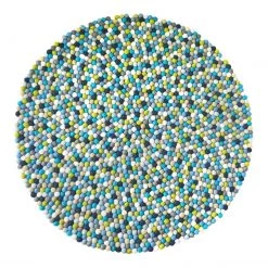 Staunton And Henry Rugs Blue & Green Felt Ball Rug
