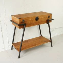 Staunton And Henry Furniture Vintage Style Wood & Steel Console Table Chest