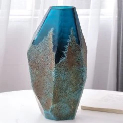 Staunton And Henry Modern Abstract Blue Glass Vase