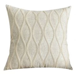 Staunton And Henry Home Accessories Embroidered Cream Linen Throw Cushion