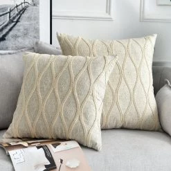Staunton And Henry Home Accessories Embroidered Cream Linen Throw Cushion
