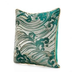 Staunton And Henry Emerald Japanese Wave Throw Cushion Home Accessories