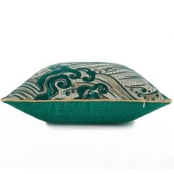 Staunton And Henry Emerald Japanese Wave Throw Cushion Home Accessories