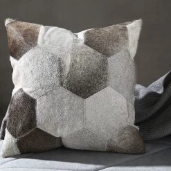 Staunton And Henry Geometric Grey Patchwork Hide Throw Cushion 7 Staunton And Henry Geometric Grey Patchwork Hide Throw Cushion