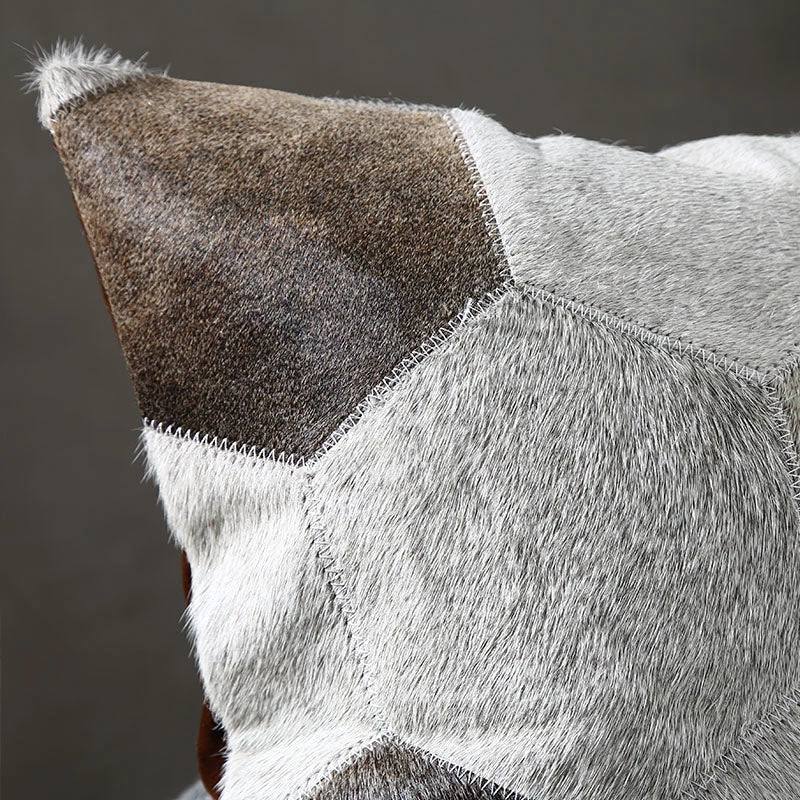 Staunton And Henry Geometric Grey Patchwork Hide Throw Cushion 2 Staunton And Henry Geometric Grey Patchwork Hide Throw Cushion