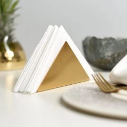 Staunton And Henry Kitchen Triangular Gold Napkin Holder