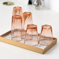 Staunton And Henry Vintage Pink Tumbler With Gold Trim Kitchen