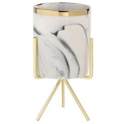 Staunton And Henry Home Accessories Mini Marble Pattern Planter With Gold Stand