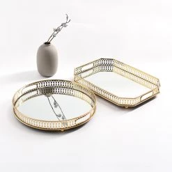 Staunton And Henry Home Accessories Vintage Gold Mirrored Tray
