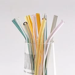 Staunton And Henry Kitchen Colored Glass Drinking Straws - Set Of 6