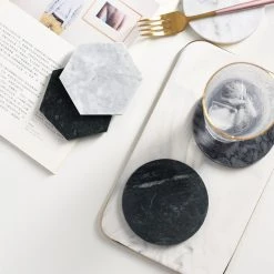 Staunton And Henry Kitchen Solid Marble Drink Coasters - Set Of 4