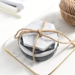 Staunton And Henry Kitchen Solid Marble Drink Coasters - Set Of 4