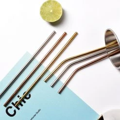 Staunton And Henry Kitchen Gold Drinking Straws - Set Of 3