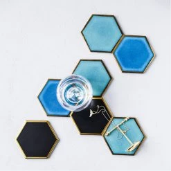Staunton And Henry Kitchen Ceramic Hexagon Drinks Coasters - Set Of 4