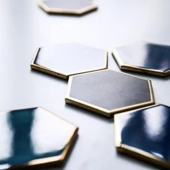 Staunton And Henry Kitchen Ceramic Hexagon Drinks Coasters - Set Of 4