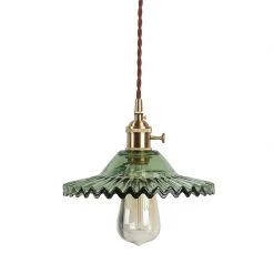 Staunton And Henry Lighting Vintage Glass And Brass Pendant Light