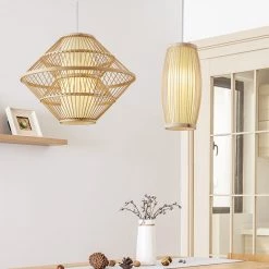 Staunton And Henry Modern Japanese Bamboo Lantern Chandelier Lighting
