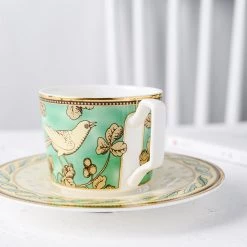 Staunton And Henry Persian Green And Gold Tea Cup And Saucer - Set Of 2 Kitchen