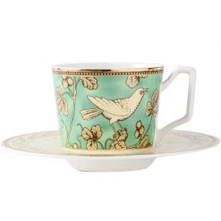 Staunton And Henry Persian Green And Gold Tea Cup And Saucer - Set Of 2 Kitchen