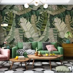 Staunton And Henry Dark Green Plantation Leaf Wallpaper Wall Decor