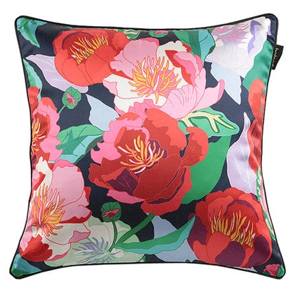 Staunton And Henry Colorful Oriental Peony Throw Cushion 1 Staunton And Henry Colorful Oriental Peony Throw Cushion
