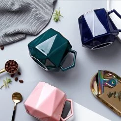 Staunton And Henry Diamond Coffee Mug With Gold Detail Kitchen