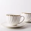 Staunton And Henry Elegant White Tea Cup And Saucer With Gold Detail