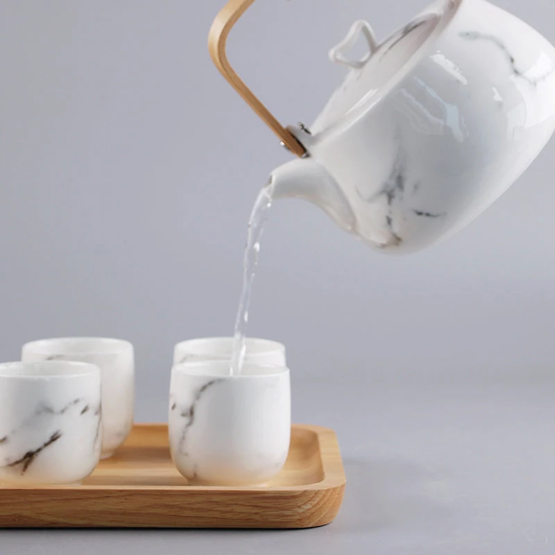 Staunton And Henry Kitchen Japanese White Marble Pattern Tea Set 2 Staunton And Henry Kitchen Japanese White Marble Pattern Tea Set