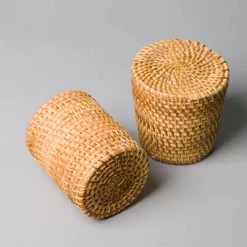 Staunton And Henry Rattan Utensil Holder