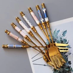 Staunton And Henry Gatsby Elegant Modern Dessert Forks - Set Of 4 Kitchen