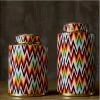 Staunton And Henry Home Accessories Colourful Chevron Pattern Urn Vases