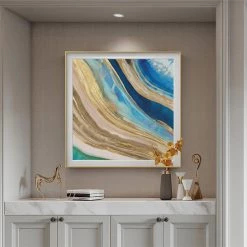 Staunton And Henry Framed Gold And Blue Agate Art Print