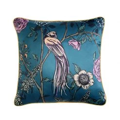 Staunton And Henry Home Accessories Teal Oriental Bird Throw Cushion