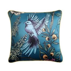 Staunton And Henry Home Accessories Teal Oriental Bird Throw Cushion