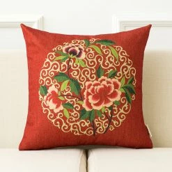 Staunton And Henry Modern Red Oriental Throw Cushion