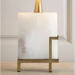 Staunton And Henry Modern Square White Marble Table Lamp Lighting