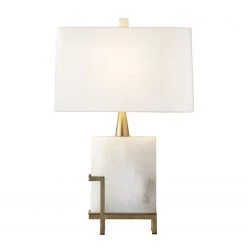 Staunton And Henry Modern Square White Marble Table Lamp Lighting