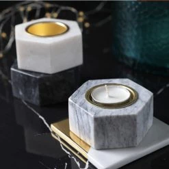 Staunton And Henry Home Accessories Marble Tea Light Candle Holders - Set Of 3