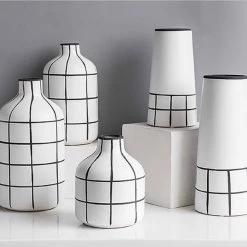 Staunton And Henry Home Accessories Monochrome Tile Pattern Vases
