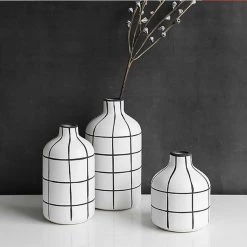 Staunton And Henry Home Accessories Monochrome Tile Pattern Vases