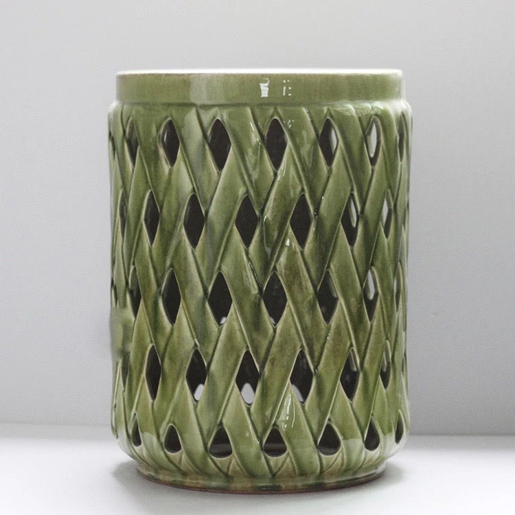 Staunton And Henry Bamboo Lattice Ceramic Stool 1 Staunton And Henry Bamboo Lattice Ceramic Stool