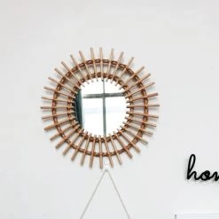 Staunton And Henry Round Rattan Frame Mirror Wall Decor