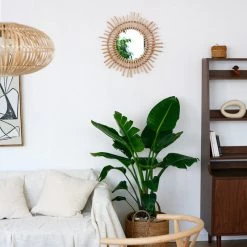 Staunton And Henry Round Rattan Frame Mirror Wall Decor