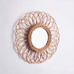 Staunton And Henry Round Rattan Frame Mirror Wall Decor