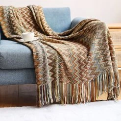 Staunton And Henry Home Accessories Colorful Crochet Chevron Throw Blanket