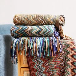 Staunton And Henry Home Accessories Colorful Crochet Chevron Throw Blanket