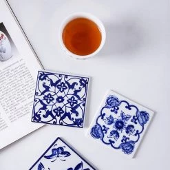 Staunton And Henry Kitchen Chinese Blue And White Ceramic Coasters - Mixed Set Of 6
