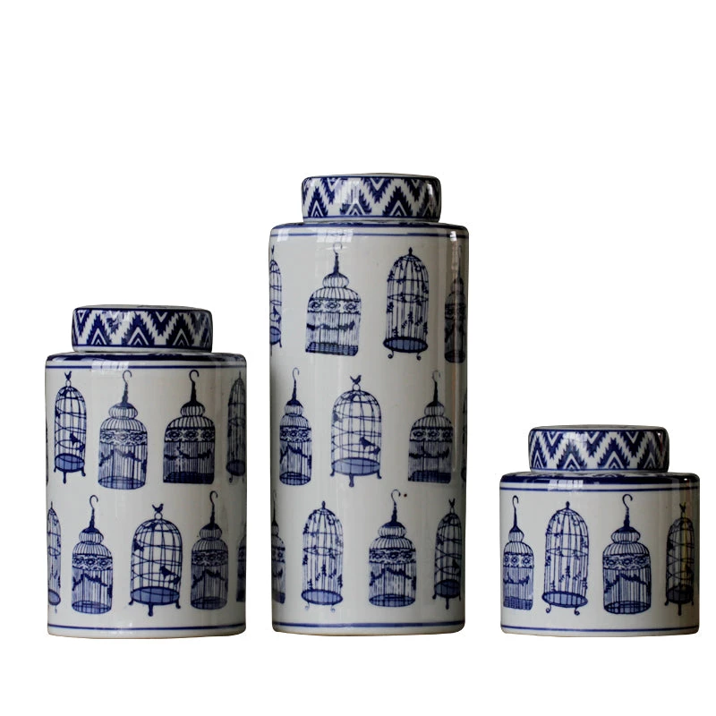 Staunton And Henry Modern Oriental Blue And White Ceramic Container Home Accessories 1 Staunton And Henry Modern Oriental Blue And White Ceramic Container Home Accessories