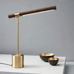 Staunton And Henry Modern Gold And Wood Desk Lamp Lighting