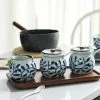 Staunton And Henry Akari Blue And White Japanese Condiment Jars